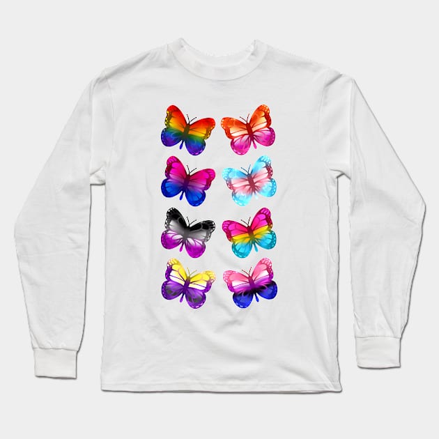 LGBTQ+ Pride Butterflies Long Sleeve T-Shirt by leashonlife